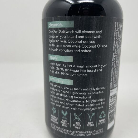 Every Man Jack Beard + Face Wash, Sea Salt, 6.7oz, Pack of 2 - Picture 4 of 5